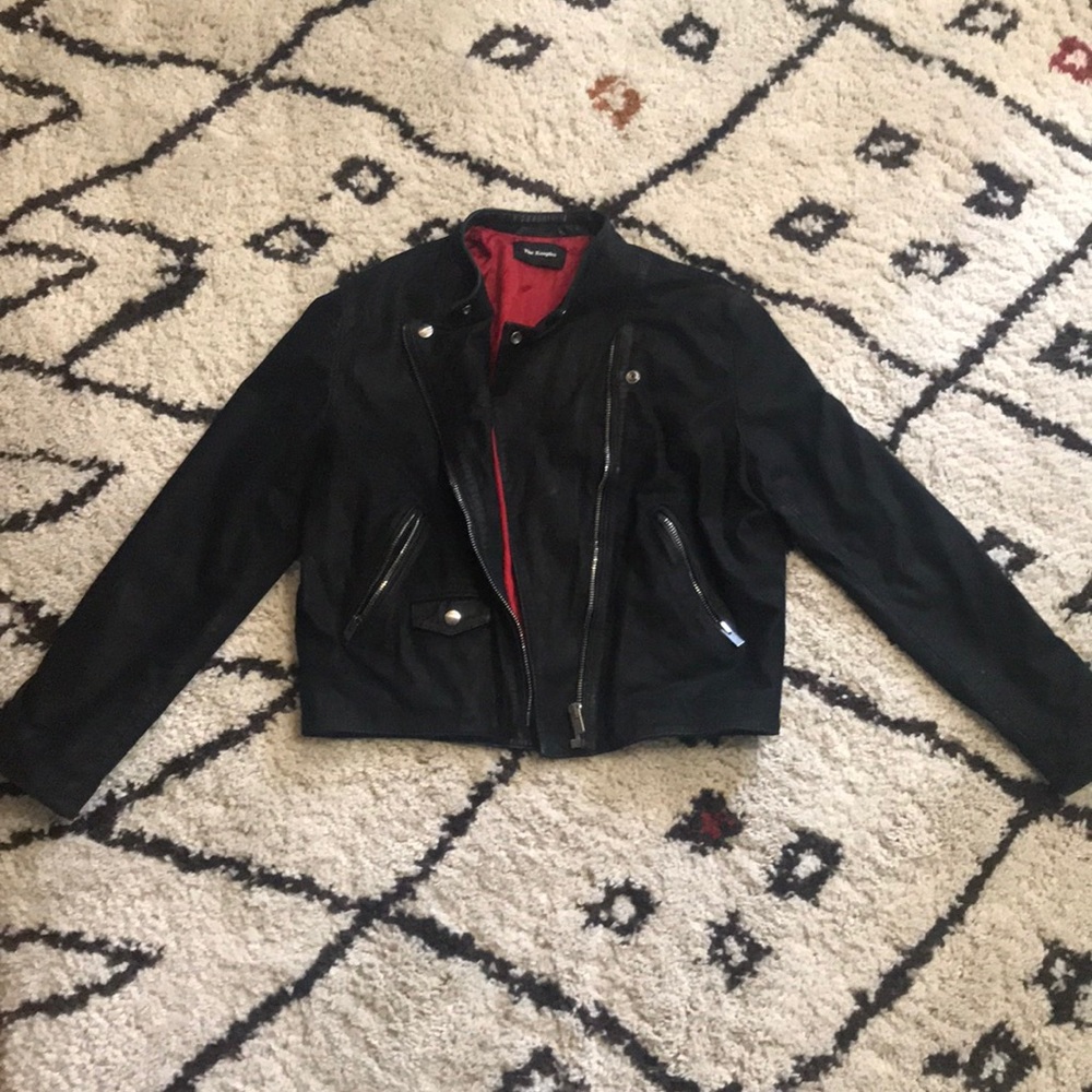 Kooples size medium leather jacket with red lining